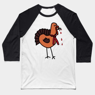 Animals with Sharp Teeth Thanksgiving Turkey Halloween Horror Baseball T-Shirt